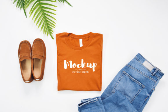 Autumn Folded Shirt Mockup for Graphics & T-Shirts