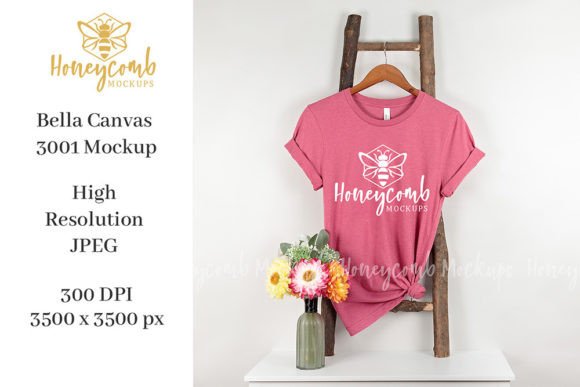 BC3001 Heather Raspberry Mockup for T-Shirts Graphics