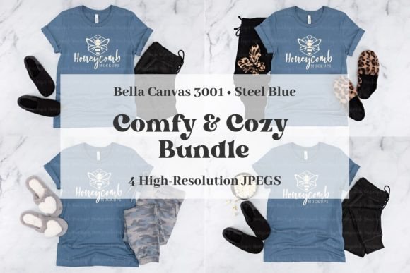 BC3001 Steel Blue Mockup: Graphics for T-Shirts