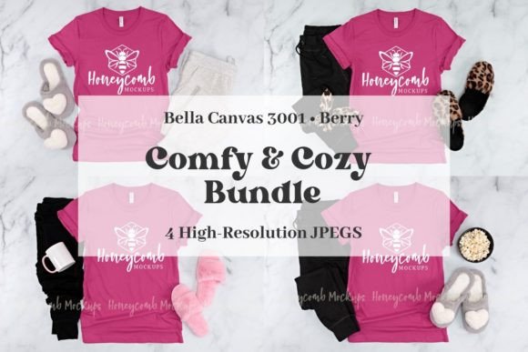 Bella Canvas 3001 Berry Mockup Bundle: Graphics for T-Shirts