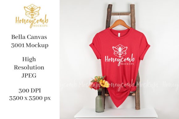 Bella Canvas 3001 Red Mockup: T-Shirts Graphics
