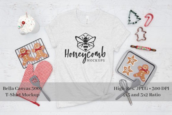Christmas Bella Canvas 3001 Ash Mockup for T-Shirts and Graphics