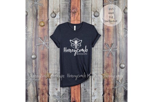 Christmas Heather Mid Navy 3001 Mockup: T-Shirts & Graphics