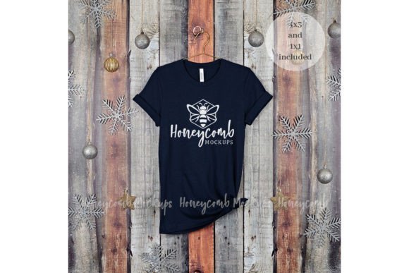 Christmas Navy Bella Canvas 3001 Mockup for Graphics and T-Shirts