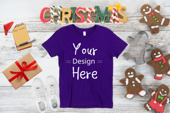 Christmas Purple T-shirt Mockup Graphic for Graphics and T-Shirts