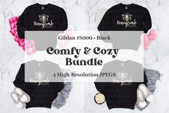 Gildan 18000 Black Mockup Bundle: T-Shirts & Graphics