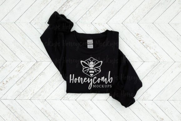 Gildan 18000 Black Sweatshirt Mockup Graphics for Hoodies Sweatshirts