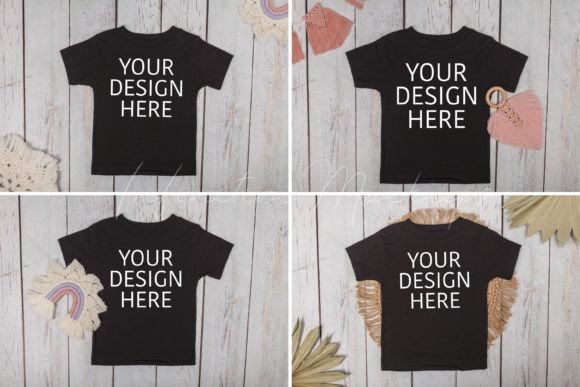 Kids Black Tshirt Mockup Bundle: Graphics for T-Shirts