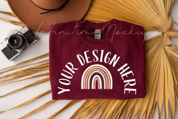 Maroon Gildan 18000 Sweatshirt Mockup for Graphics