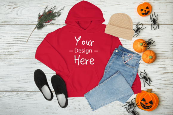 Red Gildan 18500 Hoodie Mockup: Graphics for Hoodies Sweatshirts