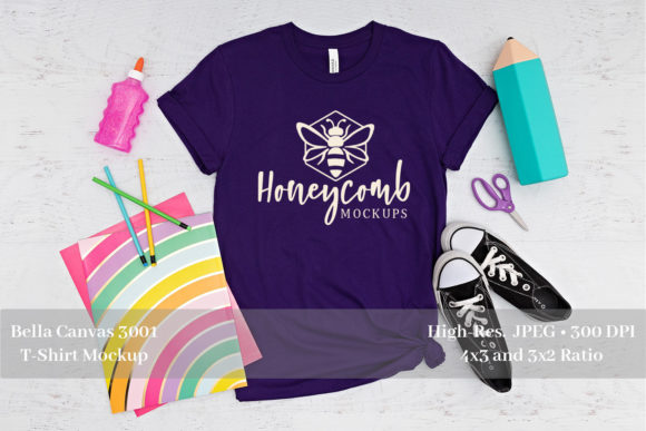 Teacher Mockup, Purple Bella Canvas 3001 Graphics for T-Shirts