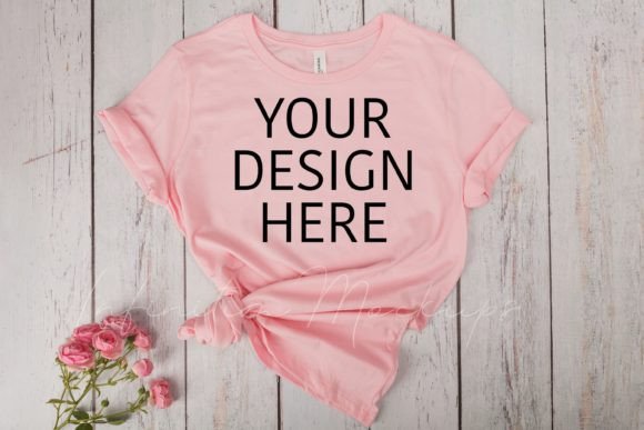 Valentines Bella Canvas 3001 Pink Mockup: Graphics for T-Shirts