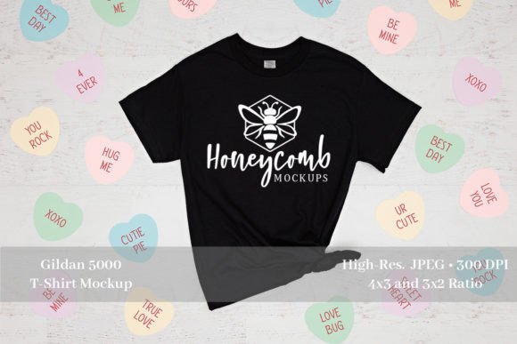 Valentines Gildan 5000 Black Mockup Review