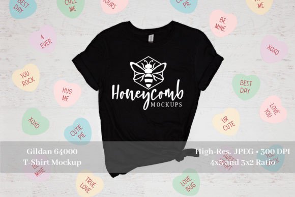 Valentines Gildan 64000 Black Mockup: Graphics for T-Shirts