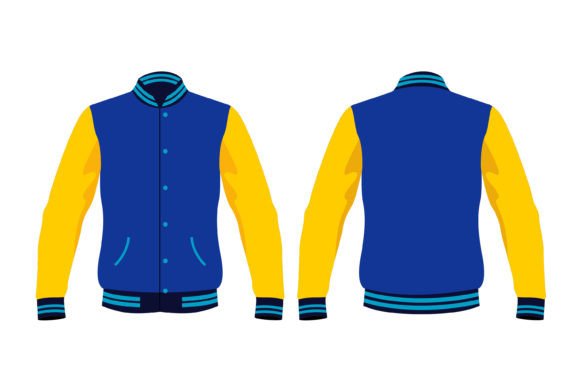 Varsity Jacket Mockup: Blue Yellow Graphics for Hoodies Sweatshirts
