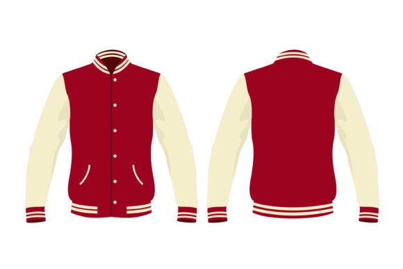 Varsity Jacket Mockup on Red: Graphics for Hoodies Sweatshirts