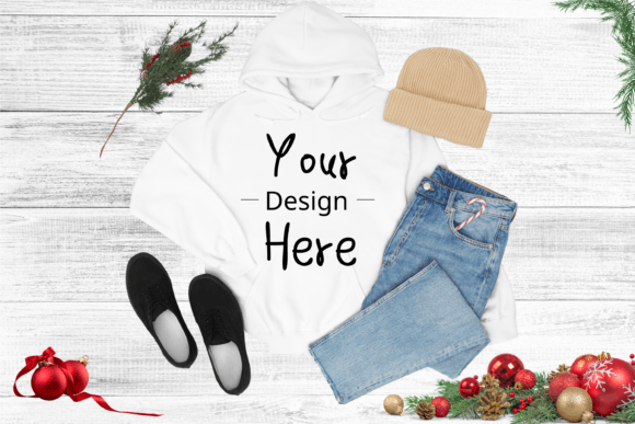 White Gildan 18500 Hoodie Mockup for Graphics