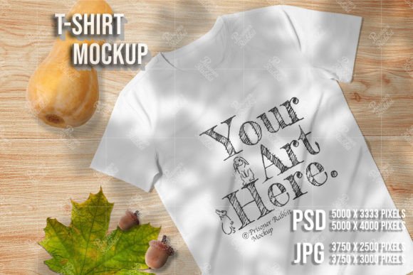 White T-shirt Autumn Mockup: Graphics for T-Shirts